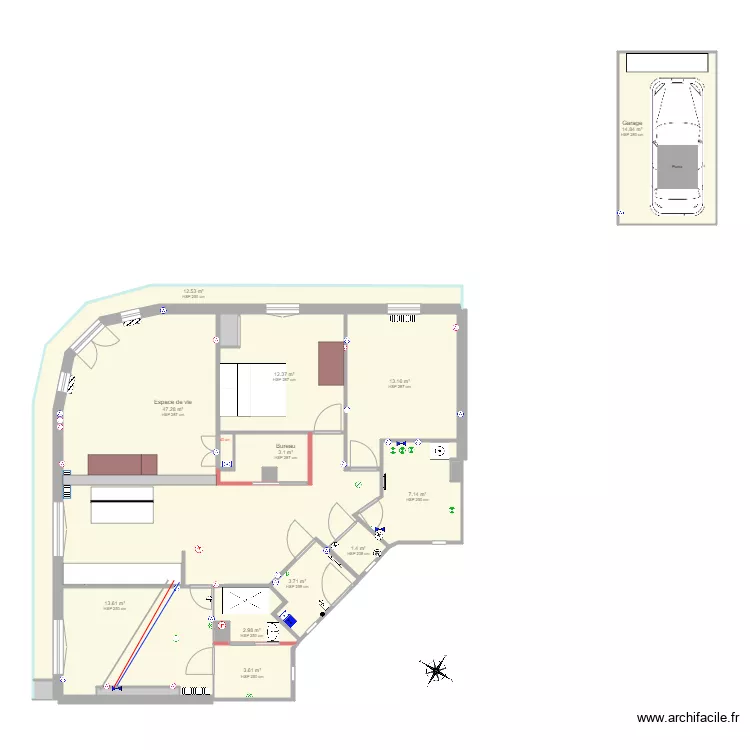 Duquesne Plan cuisine bureau. Plan de 