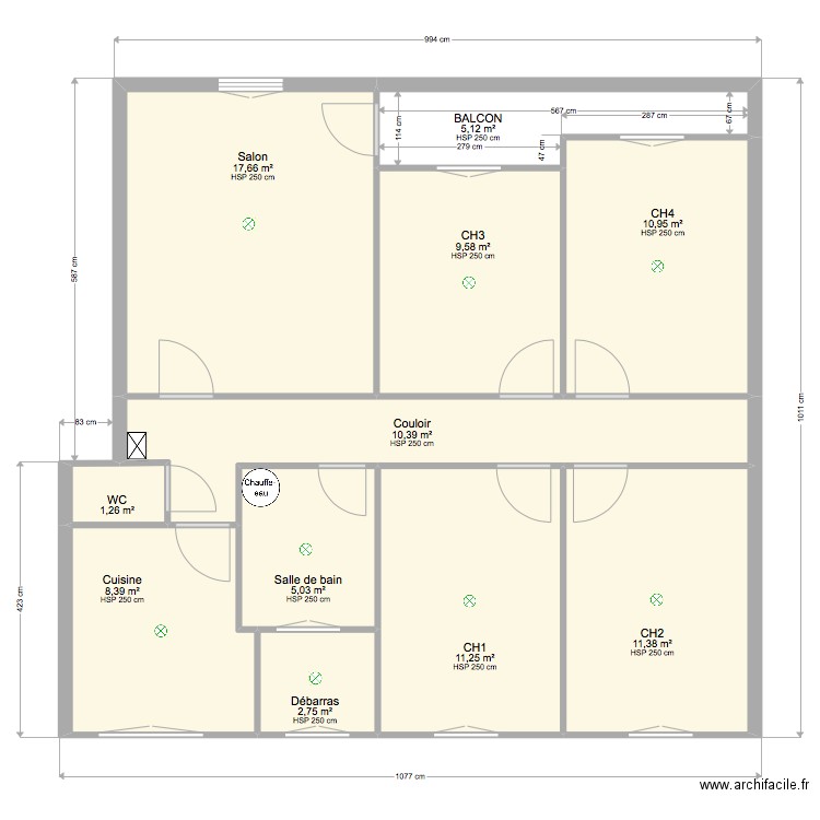 PLAN TROYES ELEC. Plan de 11 pièces et 94 m2