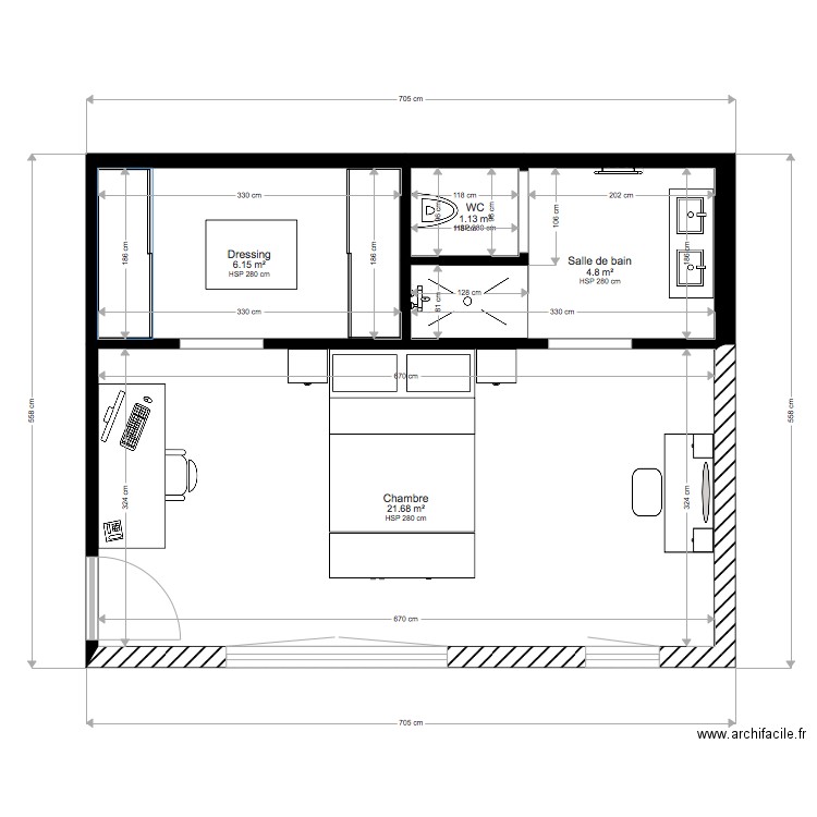 PLAN SUITE PARENTALE 4. Plan de 0 pièce et 0 m2