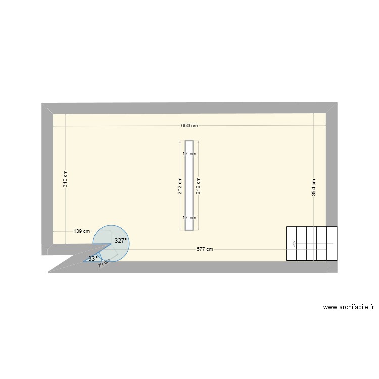 Annexe client St-Nicolas. Plan de 2 pièces et 23 m2