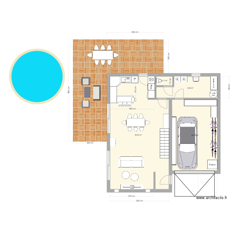 Chaponost test 2. Plan de 4 pièces et 84 m2