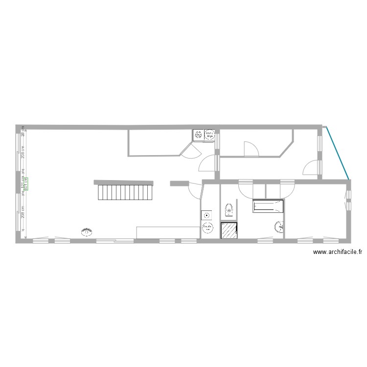 TH 1. Plan de 2 pièces et 84 m2