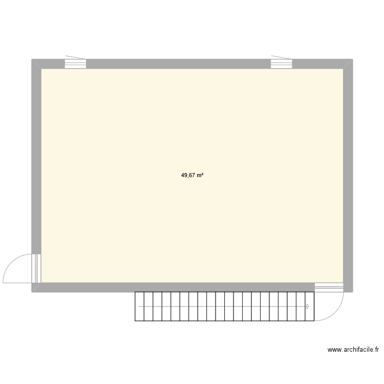 chamber ber. Plan de 1 pièce et 50 m2