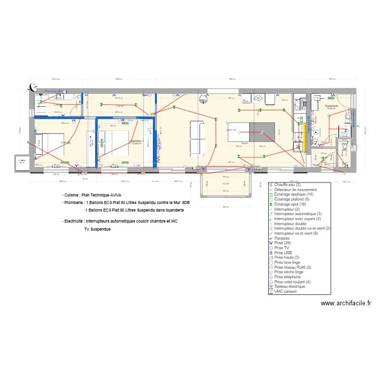 Maison Etables PLAN ELEC DCL ET SPOT. Plan de 9 pièces et 95 m2