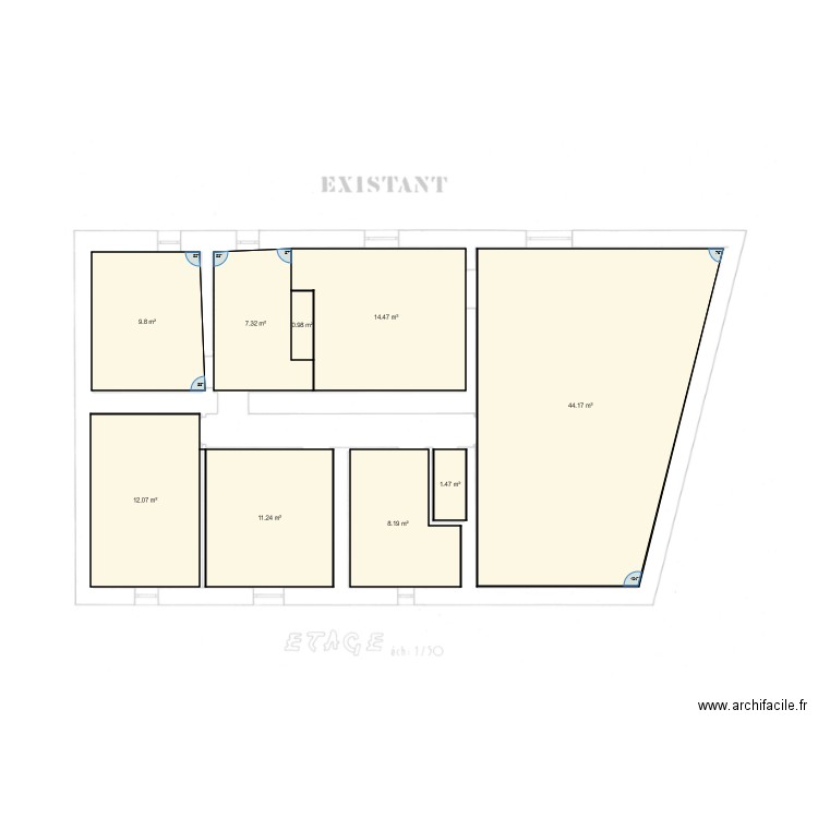 étage modifié. Plan de 0 pièce et 0 m2