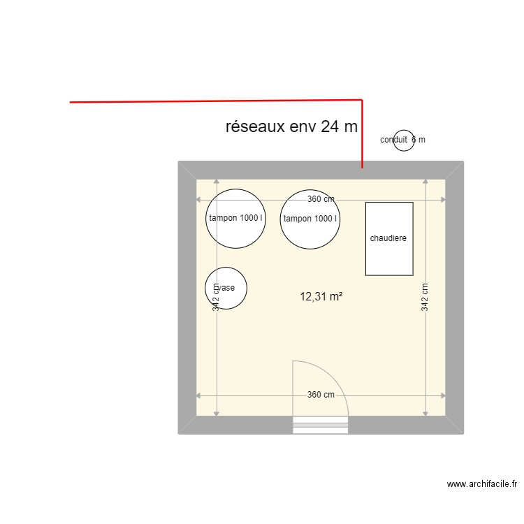 thomas. Plan de 1 pièce et 12 m2