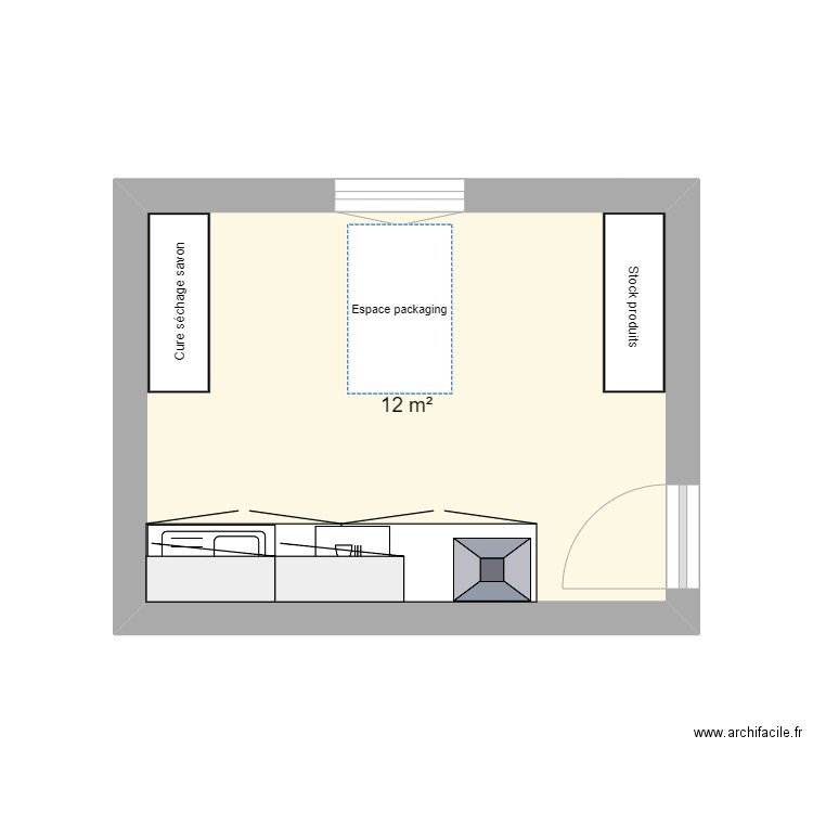 savonnerie. Plan de 1 pièce et 12 m2