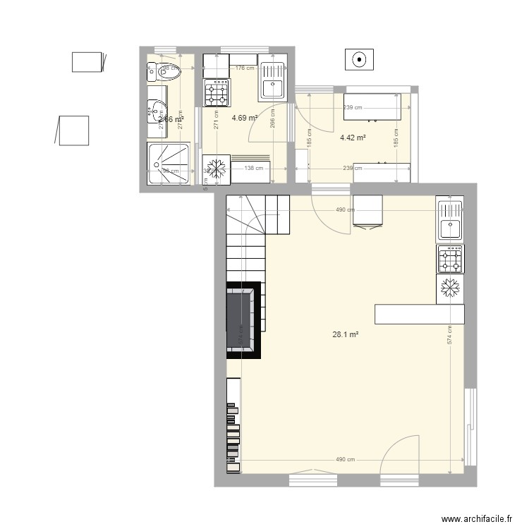 dependance cuisine sdb 3. Plan de 0 pièce et 0 m2