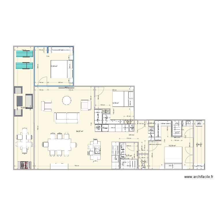 Pornichet pour 5 octobre avec meubles V2. Plan de 11 pièces et 121 m2