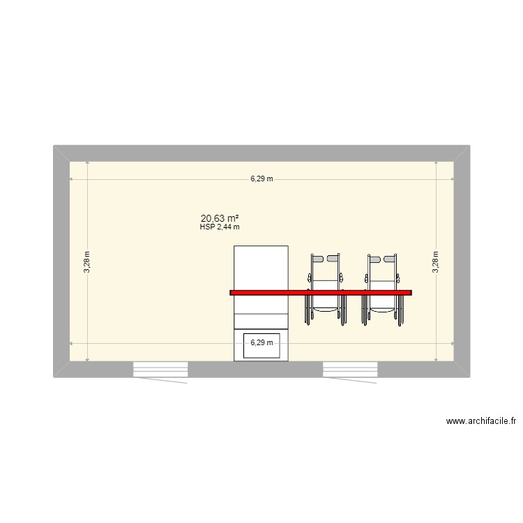 REUS FAbien. Plan de 1 pièce et 21 m2