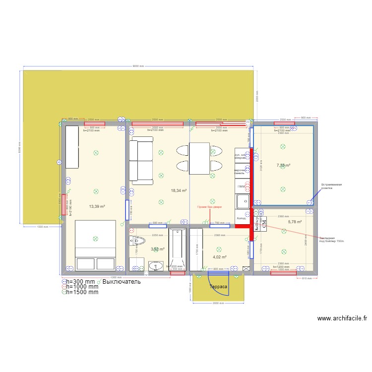 60 2.2 Витамин эл. Plan de 8 pièces et 76 m2