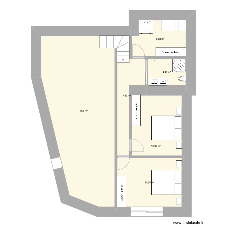 MONTMEYRAN 2 R+1. Plan de 6 pièces et 92 m2