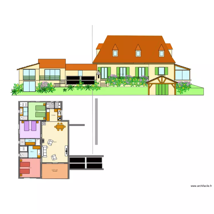 Le Pech App Haut 3 CH Plain pied option 1. Plan de 