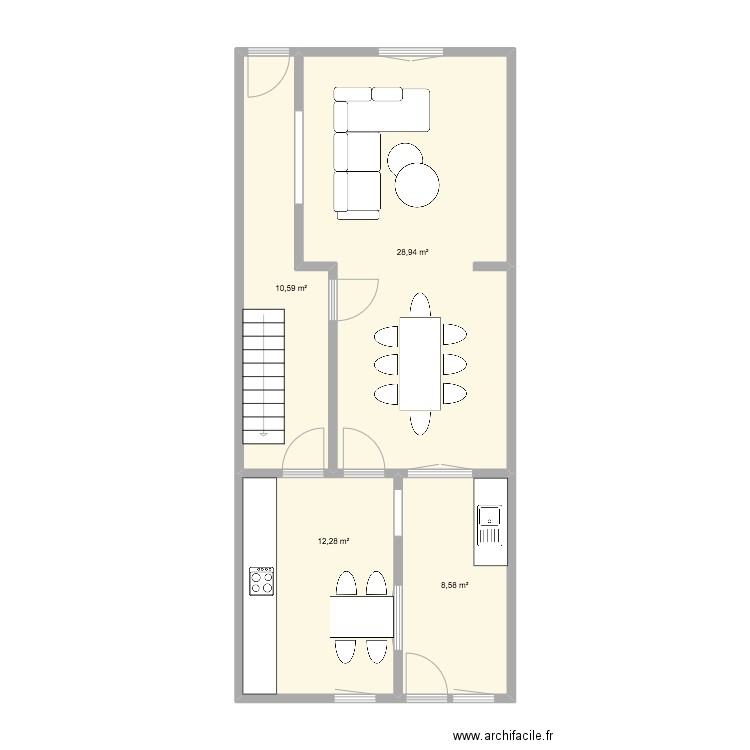 brainette rez. Plan de 4 pièces et 60 m2