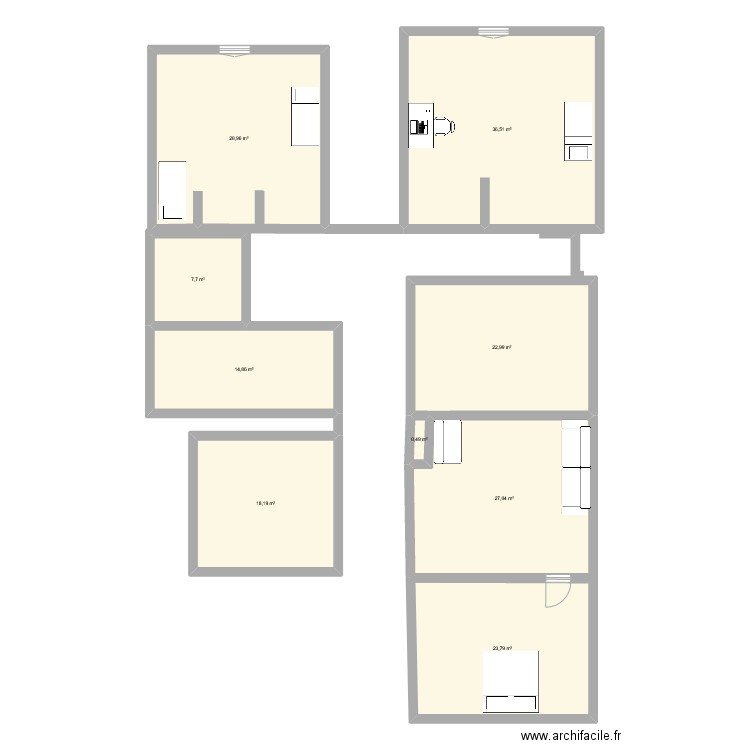 cherazade. Plan de 9 pièces et 181 m2