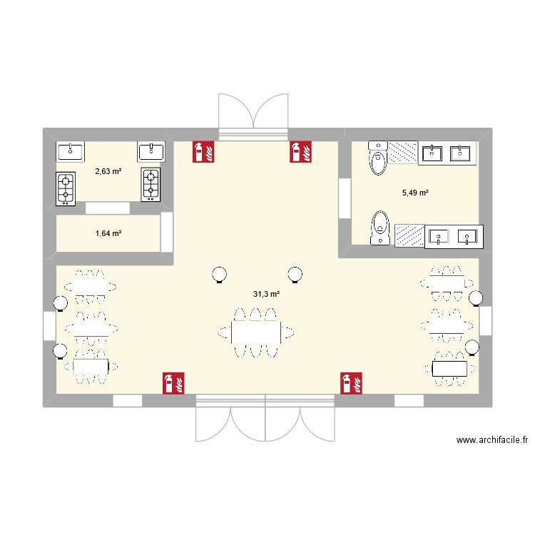 mcdo. Plan de 4 pièces et 41 m2