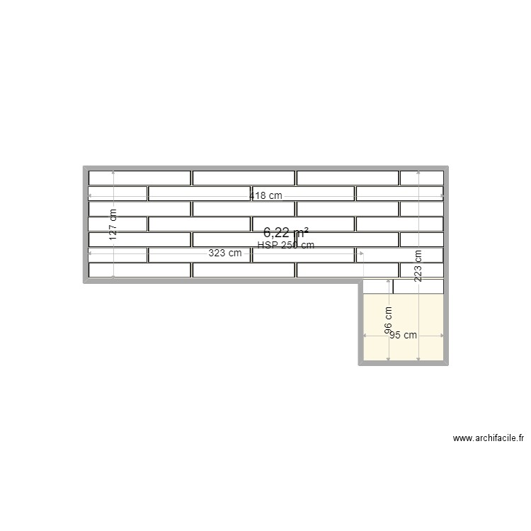 A  rénover. Plan de 1 pièce et 6 m2