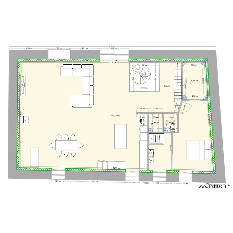 1ER ETAGE ST PAUL 2. Plan de 5 pièces et 159 m2