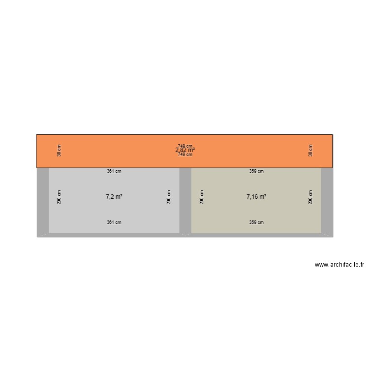 abri extérieur . Plan de 3 pièces et 17 m2