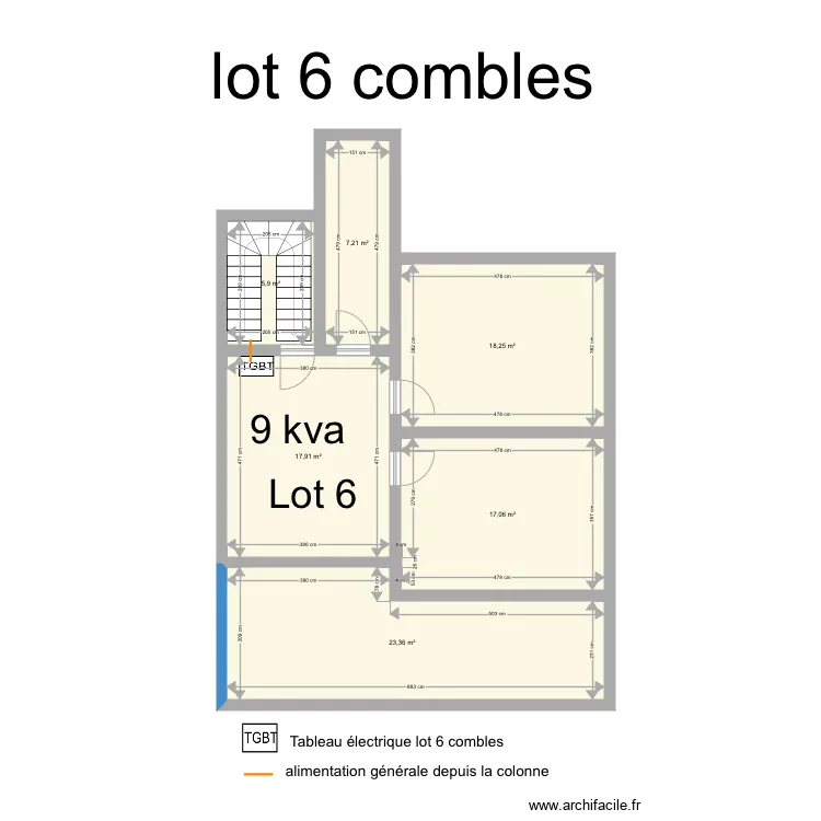 Plan existant comble . Plan de 