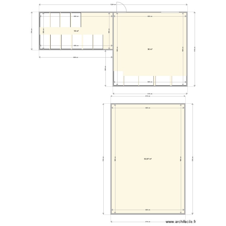 DCHR. Plan de 3 pièces et 108 m2