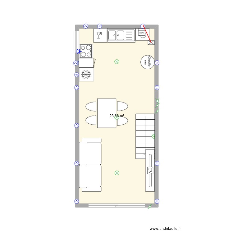 Laeti. Plan de 1 pièce et 24 m2