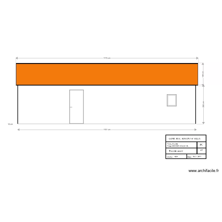 Facade ouest 1. Plan de Facade ouest 1. Plan de