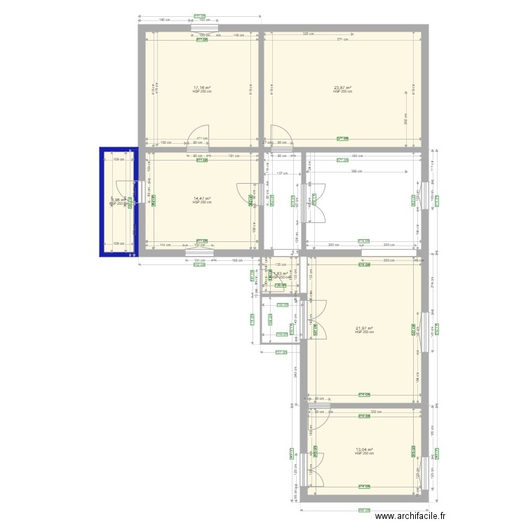 PLAN 32 . Plan de 7 pièces et 96 m2