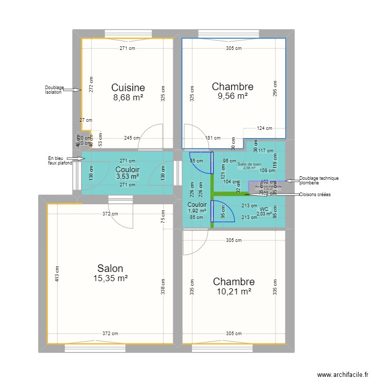 Plan Projet Maury. Plan de 10 pièces et 54 m2