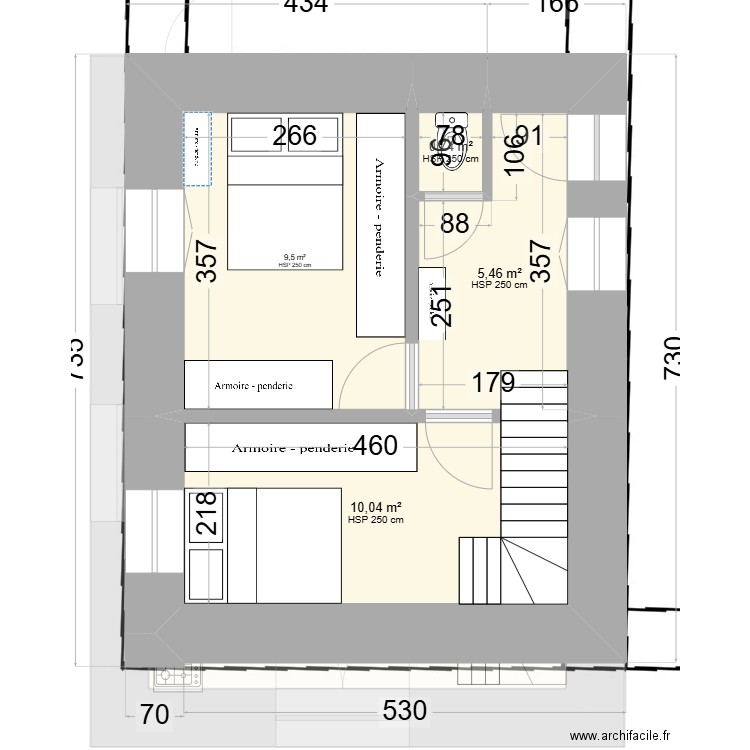 Voa_Longère escalier nord. Plan de 0 pièce et 0 m2