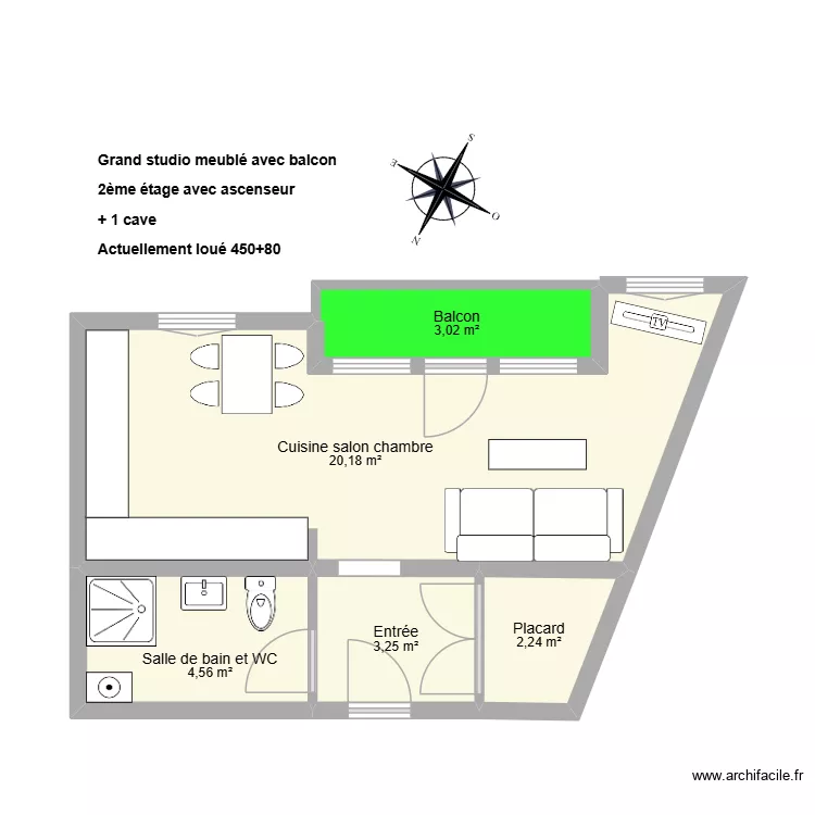 HUBERTUS. Plan de 5  et 33 m²