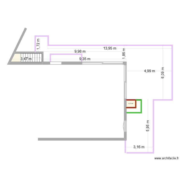 jardin. Plan de 2 pièces et 4 m2