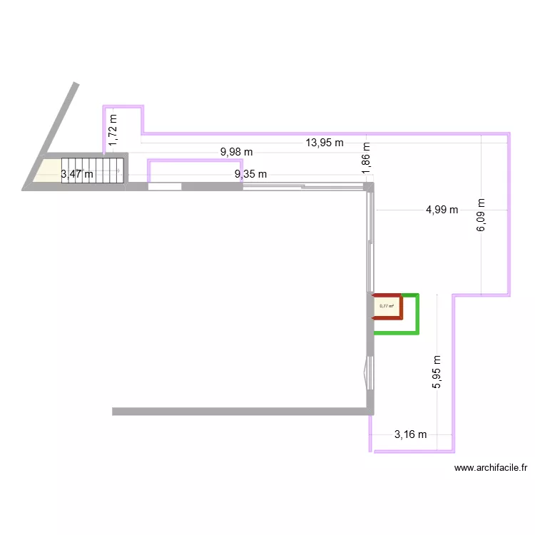 jardin. Plan de 2 pièces et 4 m²