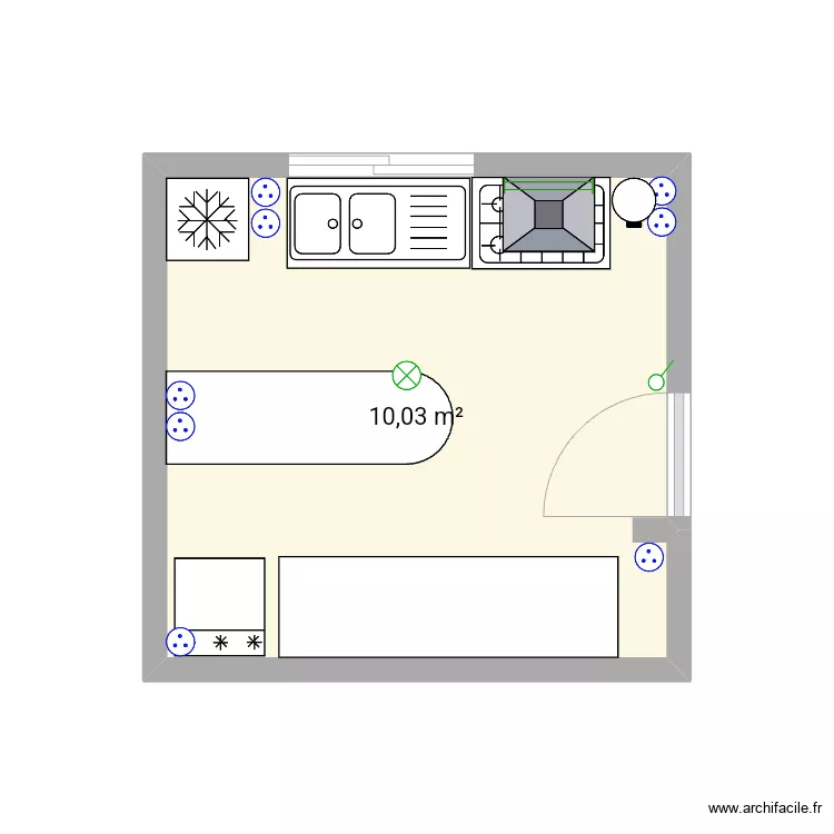 Cuisine 1re etage. Plan de 
