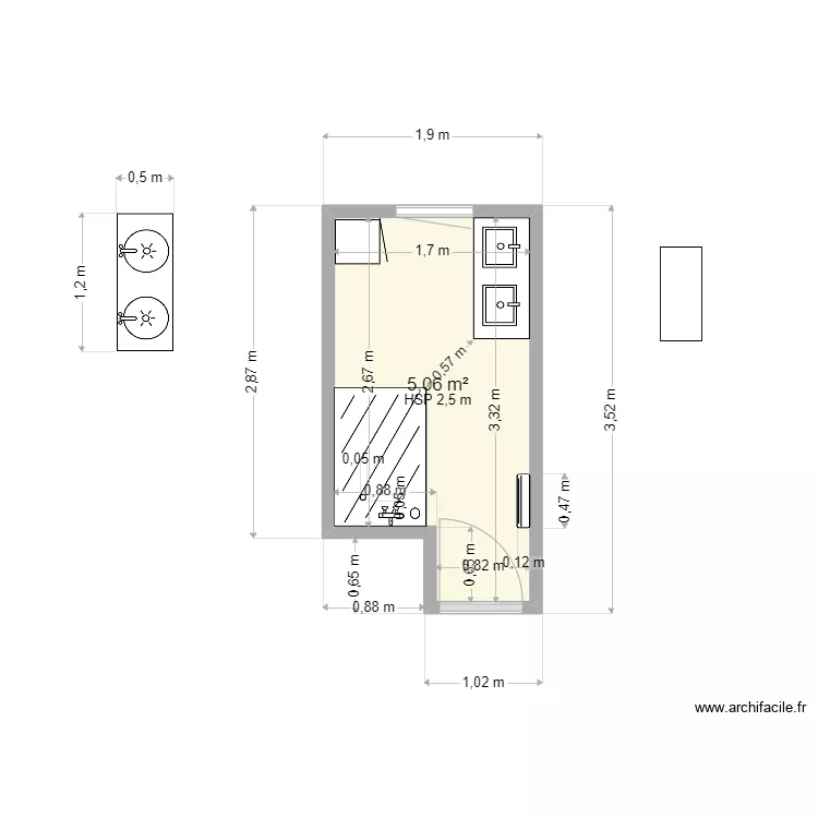 salle de bain. Plan de 
