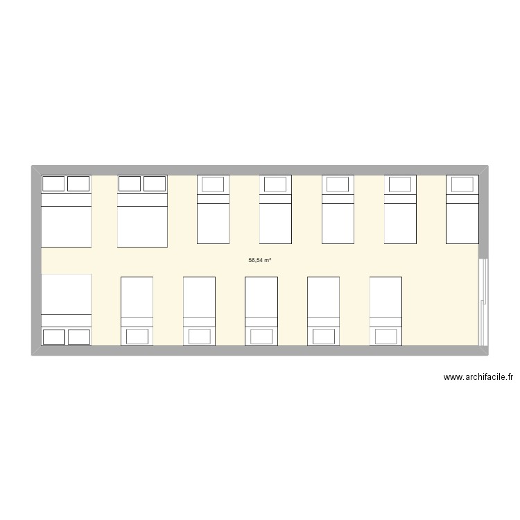Dortoir 2. Plan de 1 pièce et 57 m2