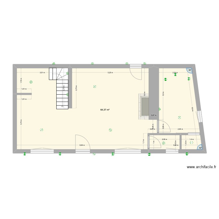 Plan élec maison Saint Corneille. Plan de 1 pièce et 64 m2