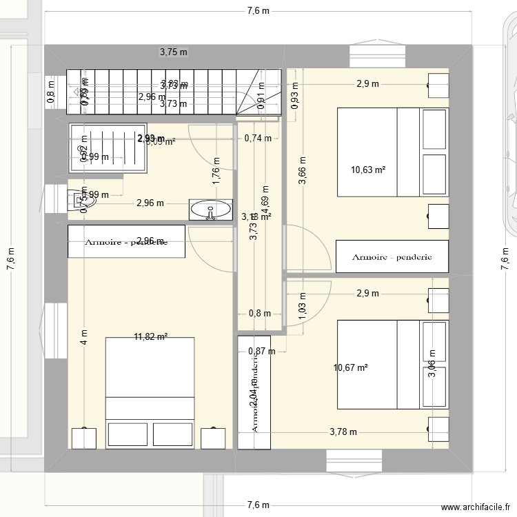 Prejet Resty extension 6 SDB. Plan de 18 pièces et 271 m2