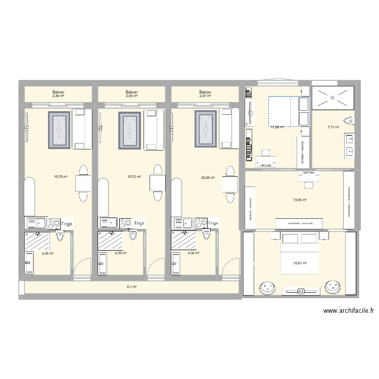 2 étage idée. Plan de 14 pièces et 135 m2