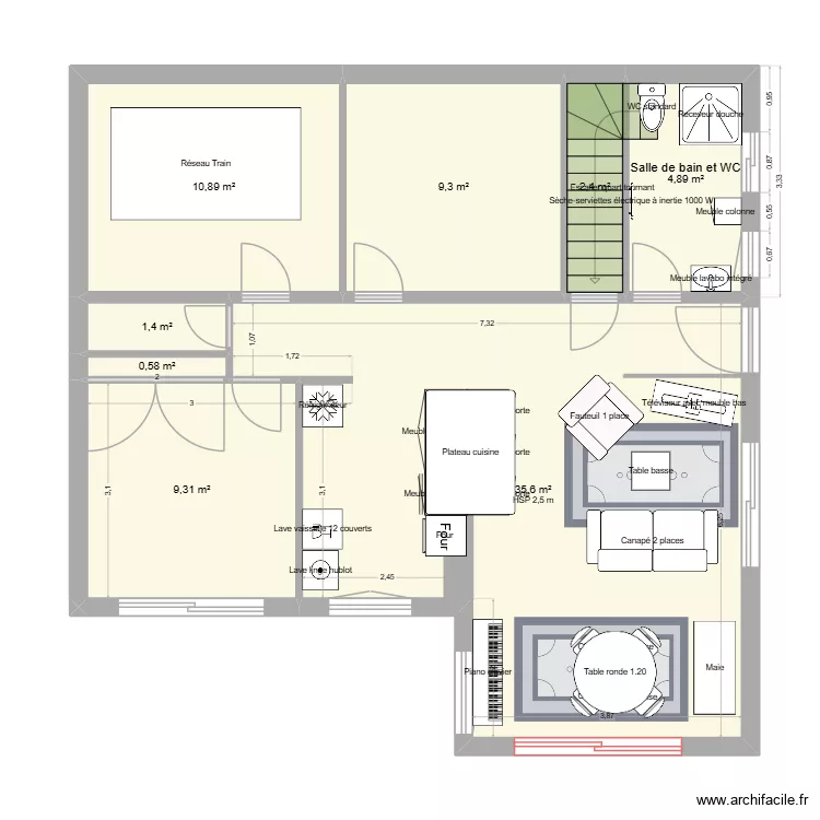 maison 03/02. Plan de 8  et 74 m²