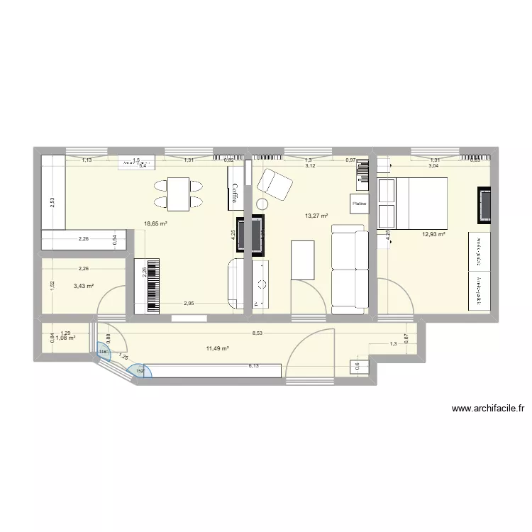 3avLaumiere. Plan de 6 pièces et 61 m²