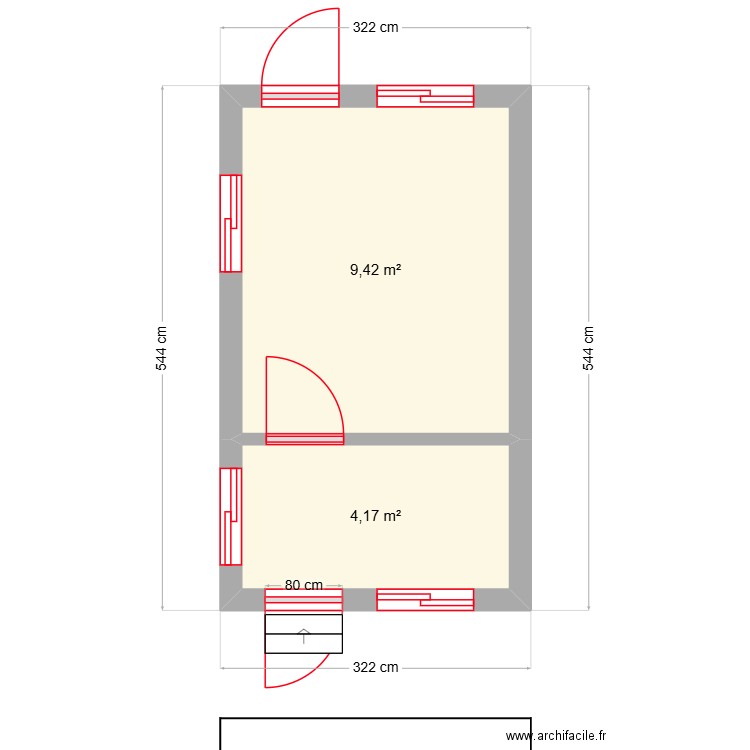 Plan Implantation. Plan de 2 pièces et 14 m2