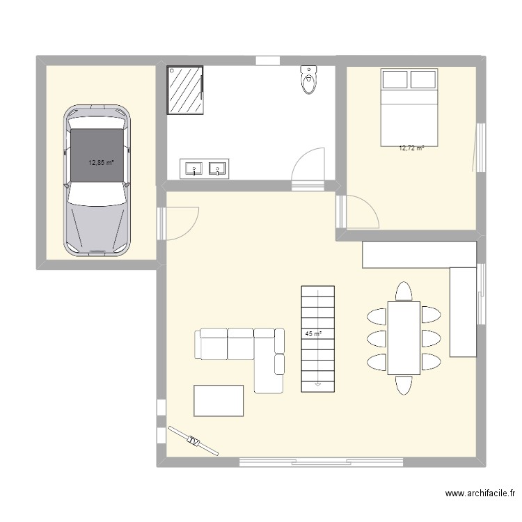 maison ranc. Plan de 3 pièces et 71 m2