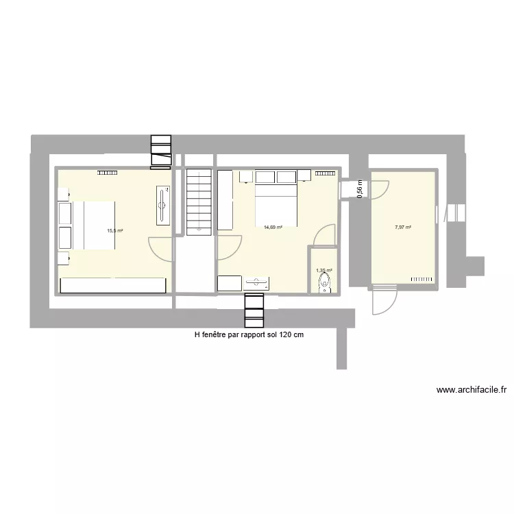 combles am&eacute;nag&eacute;s. Plan de 