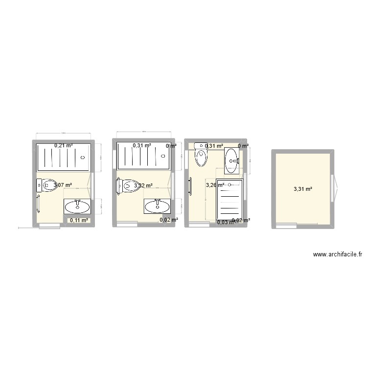 Baño casa. Plan de 13 pièces et 14 m2