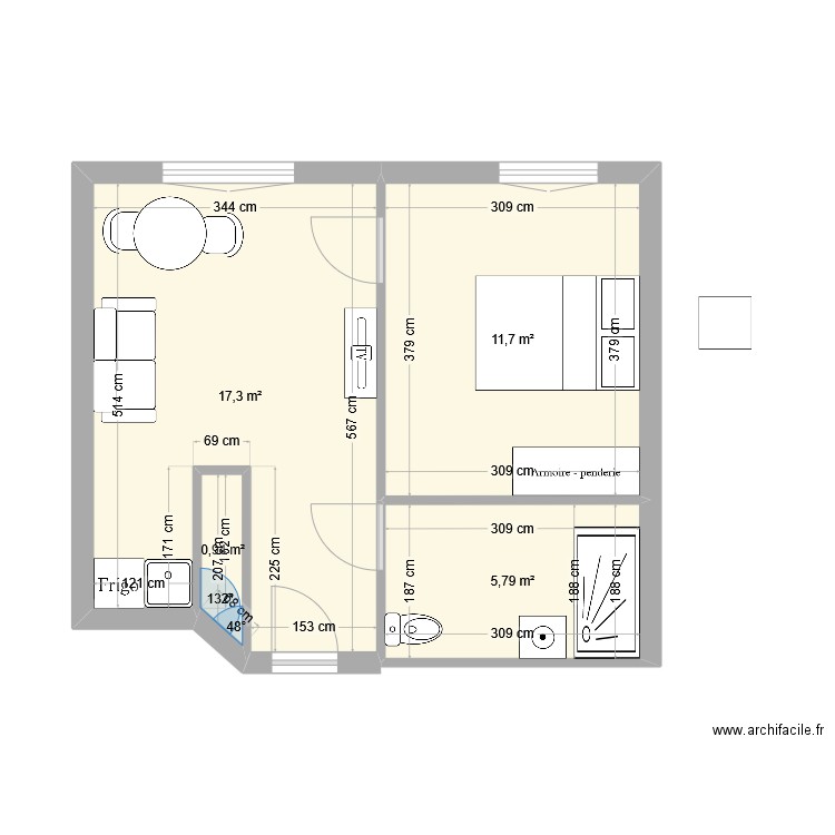 EXE T2 La Seyne gai versant. Plan de 4 pièces et 36 m2