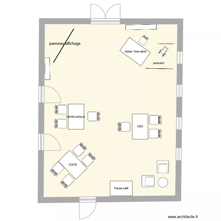 plan salle. Plan de 1  et 52 m²