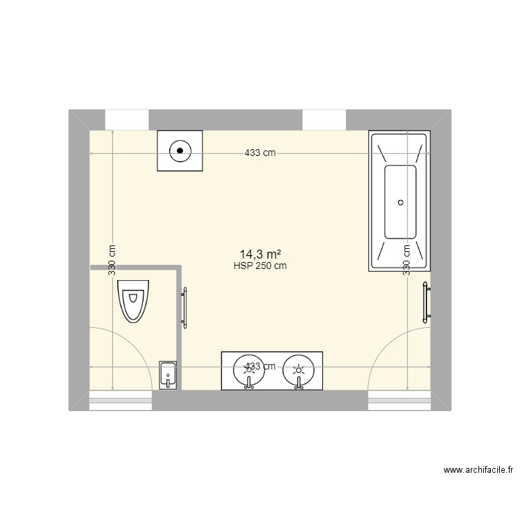 sdb NEW OPT V2. Plan de 1 pièce et 14 m2