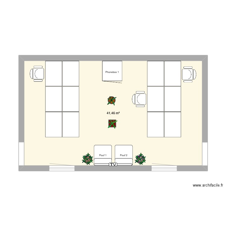 Open Space. Plan de 1 pièce et 41 m2