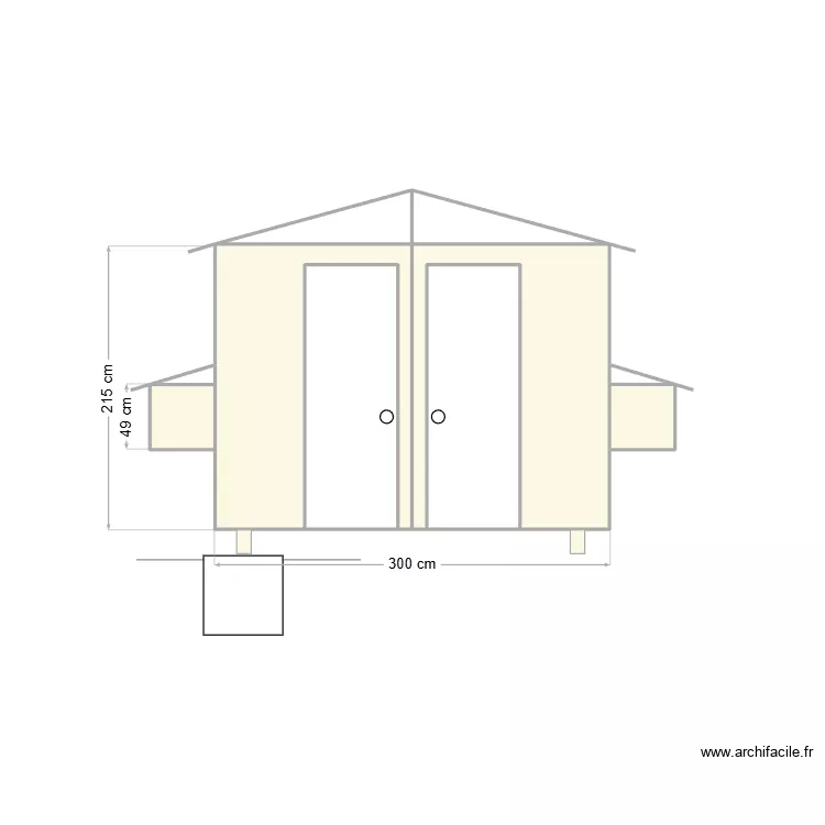 Poulailler - VUE FACADE PORTE. Plan de 